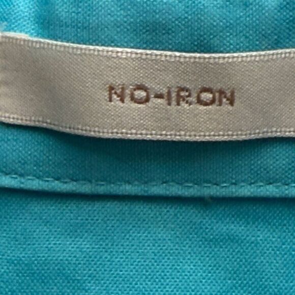 Chico's No Iron 100% Cotton 3/4 Sleeve Collared Button-Up Shirt Blue Size 1 - Picture 8 of 10